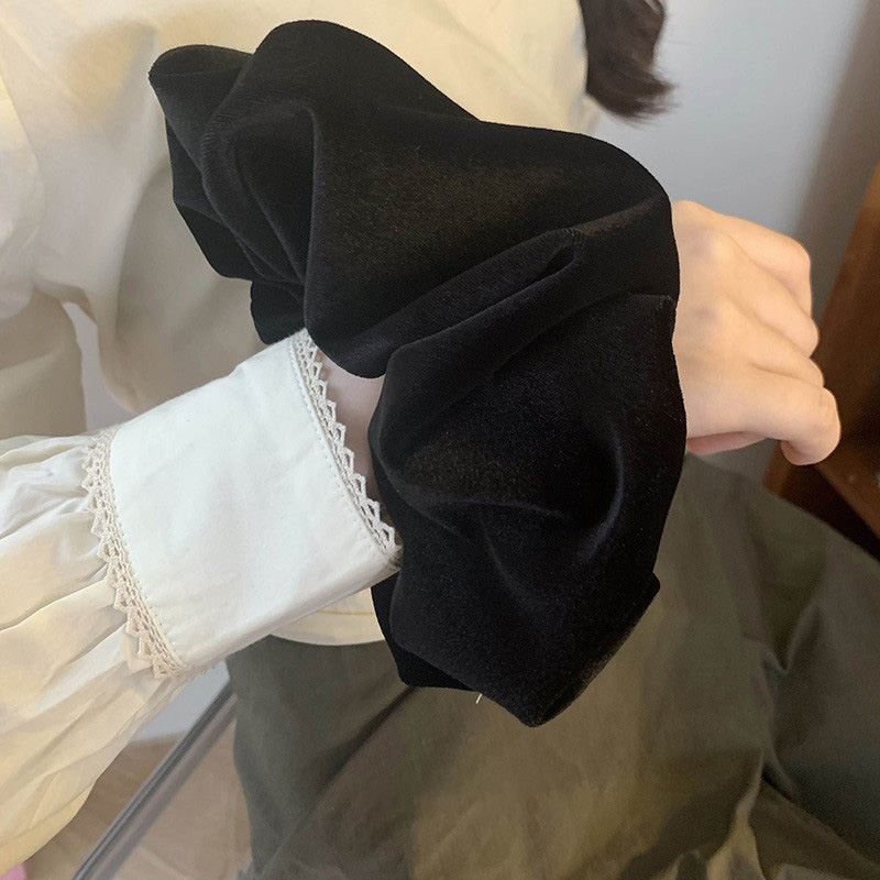 Oversize Black Velvet Scrunchi - огляд і ціна Winter Headband Fleece
